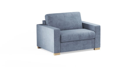 Fotel do spania Sofabed Modern w niebieskiej tkaninie, praktyczna dostawka hotelowa do pokoi hotelowych i apartamentów.