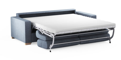 Sofabed Modern DOUBLE/TRIPLE jako rozkładana dostawka hotelowa z materacem, metalowym stelażem i funkcją łóżka podwójnego do hoteli i apartamentów.